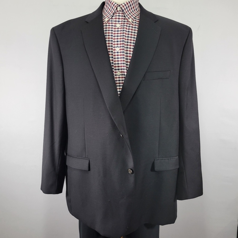 Lauren Ralph Lauren Men's Sport Coat Blazer Two Button Black Twill Wool Size 52R